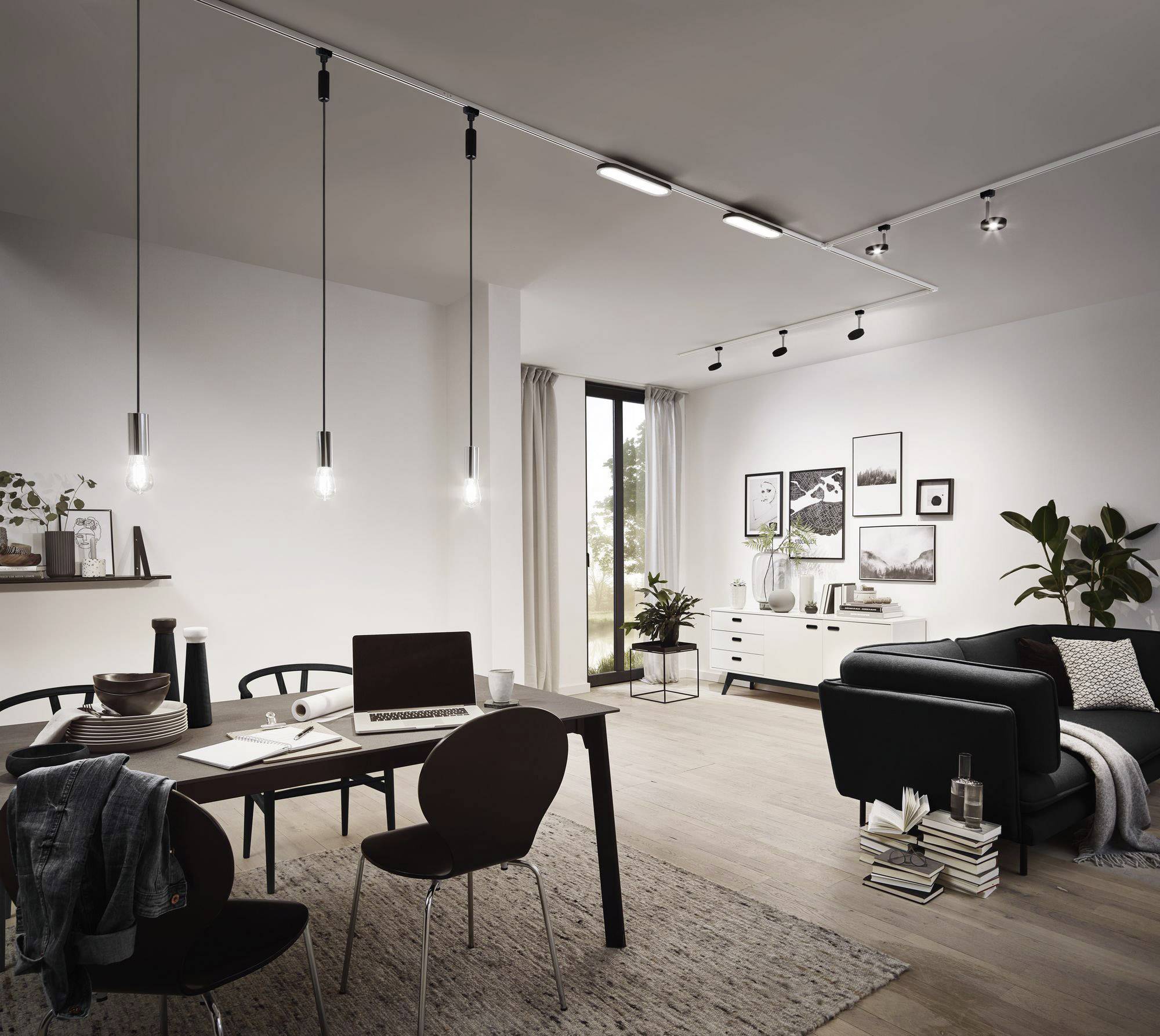 Paulmann Hochvolt-Schienensystem-Leuchte 1phasig E27 20W LED Schwarz (matt), Chrom