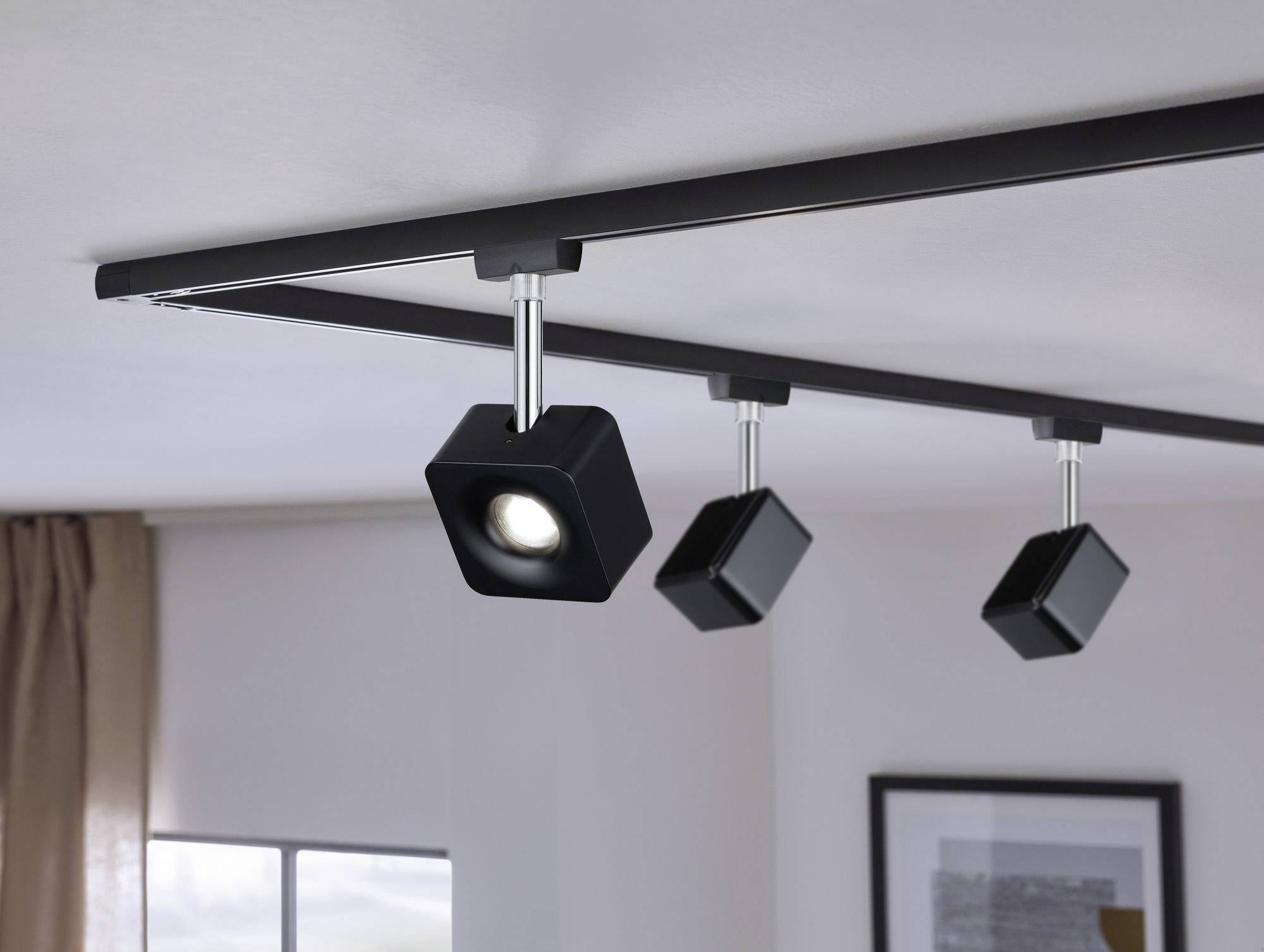 Paulmann Hochvolt-Schienensystem-Leuchte URail LED fest eingebaut 8W LED Schwarz (matt), Chrom