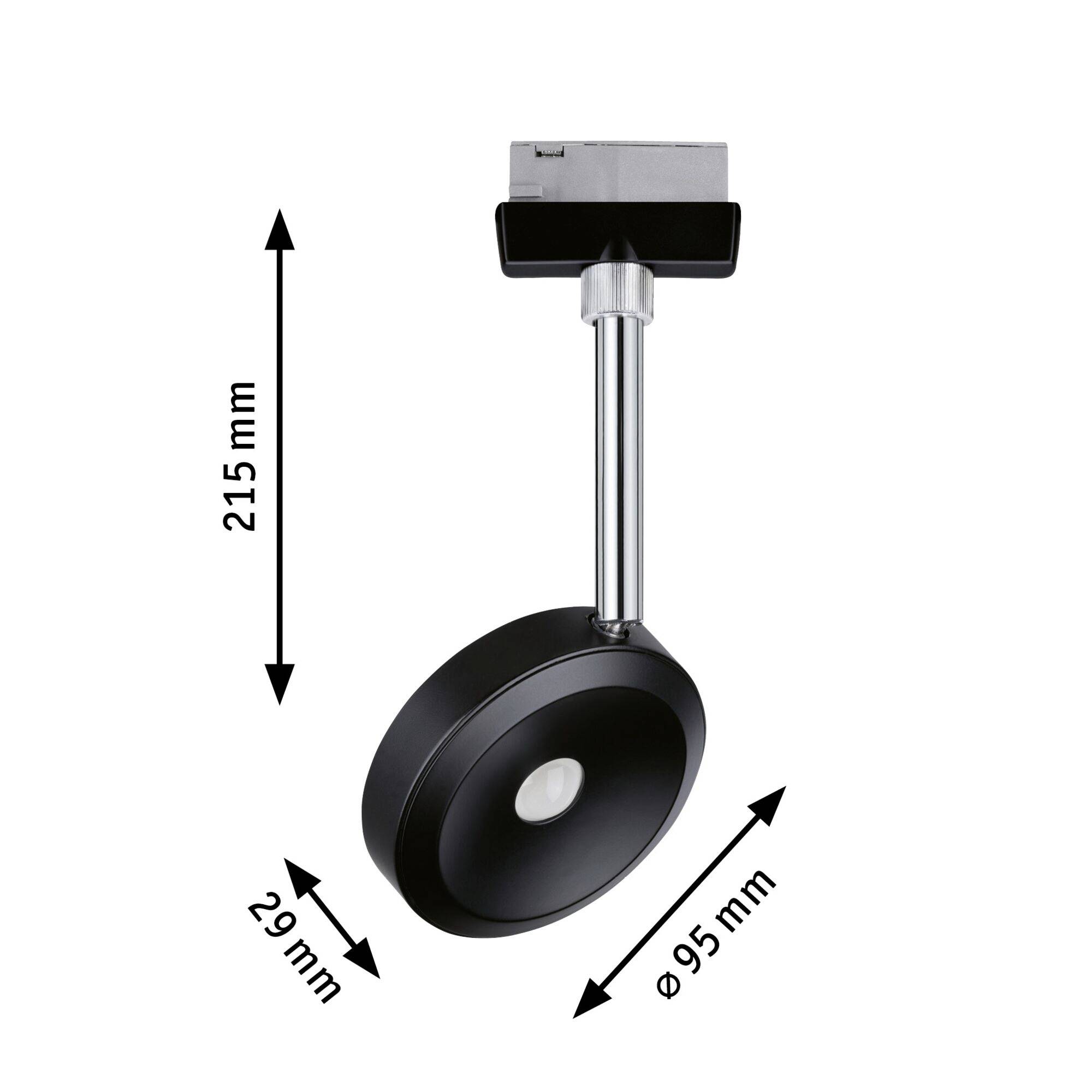 Paulmann Hochvolt-Schienensystem-Leuchte URail LED fest eingebaut 5W LED Schwarz (matt), Chrom