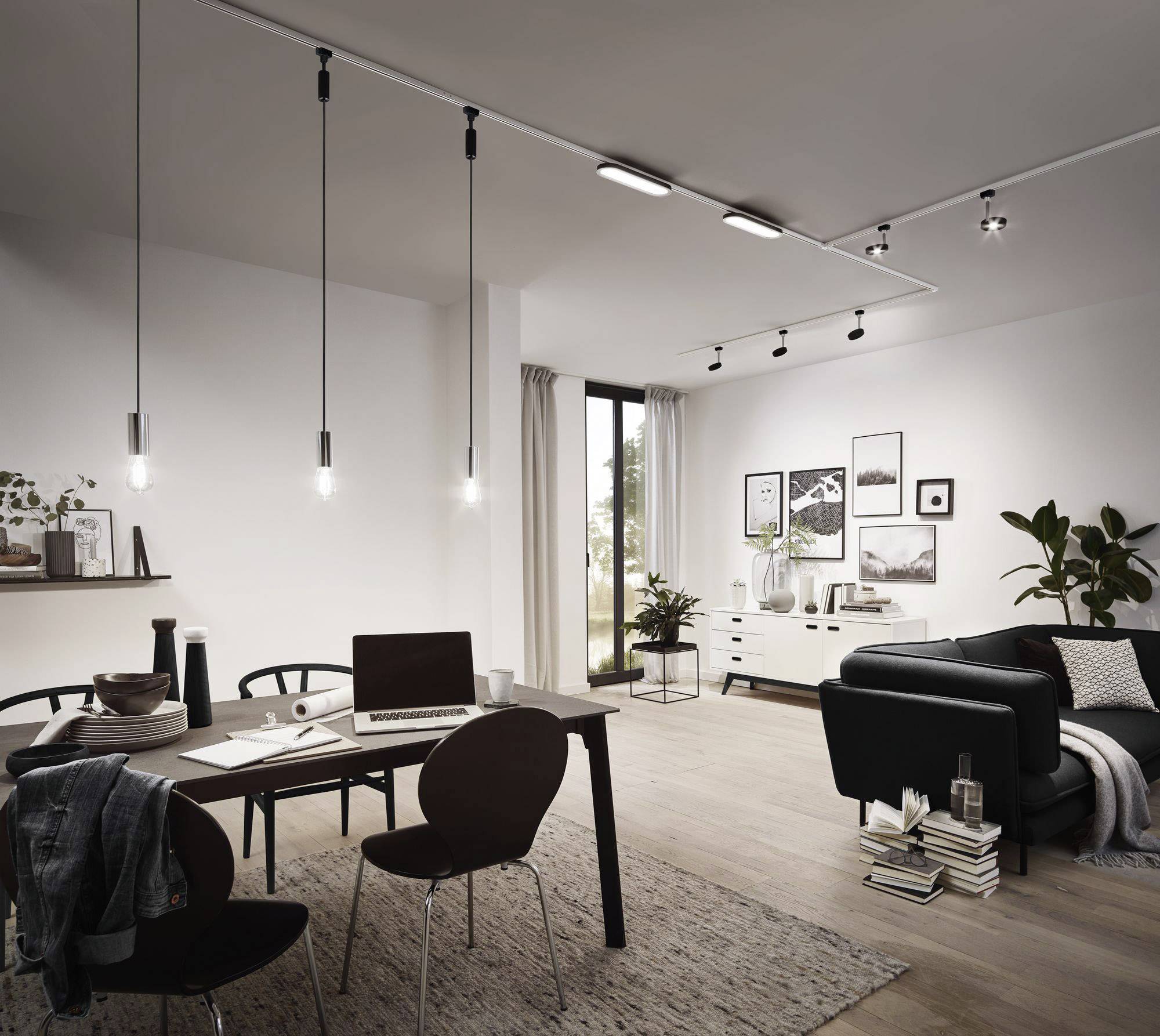 Paulmann Hochvolt-Schienensystem-Leuchte URail LED fest eingebaut 5W LED Schwarz (matt), Chrom