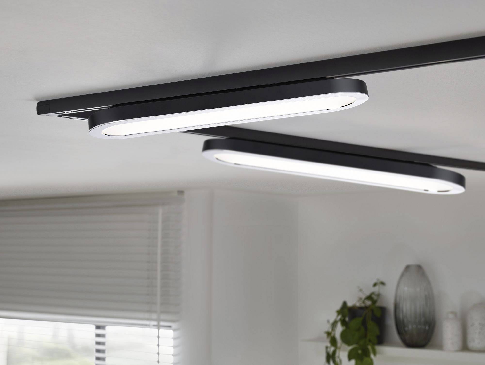 Paulmann Panel Loop Hochvolt-Schienensystem-Leuchte URail LED fest eingebaut 7W LED Schwarz (matt), Chrom