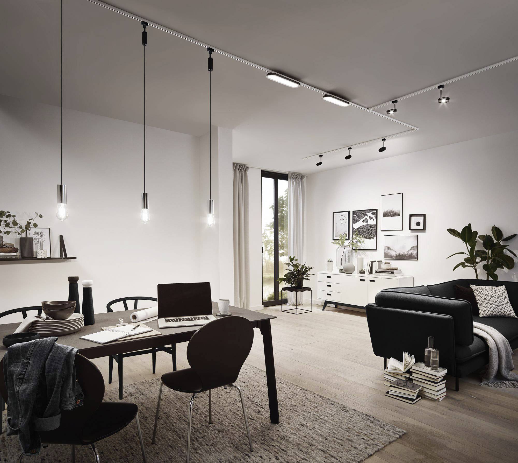 Paulmann Panel Loop Hochvolt-Schienensystem-Leuchte URail LED fest eingebaut 7W LED Schwarz (matt), Chrom