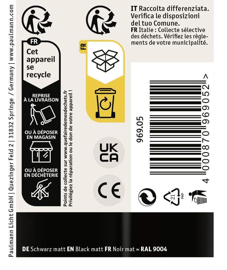 Paulmann URail 96905 Hochvolt-Schienensystem-Komponente Schwarz (matt)