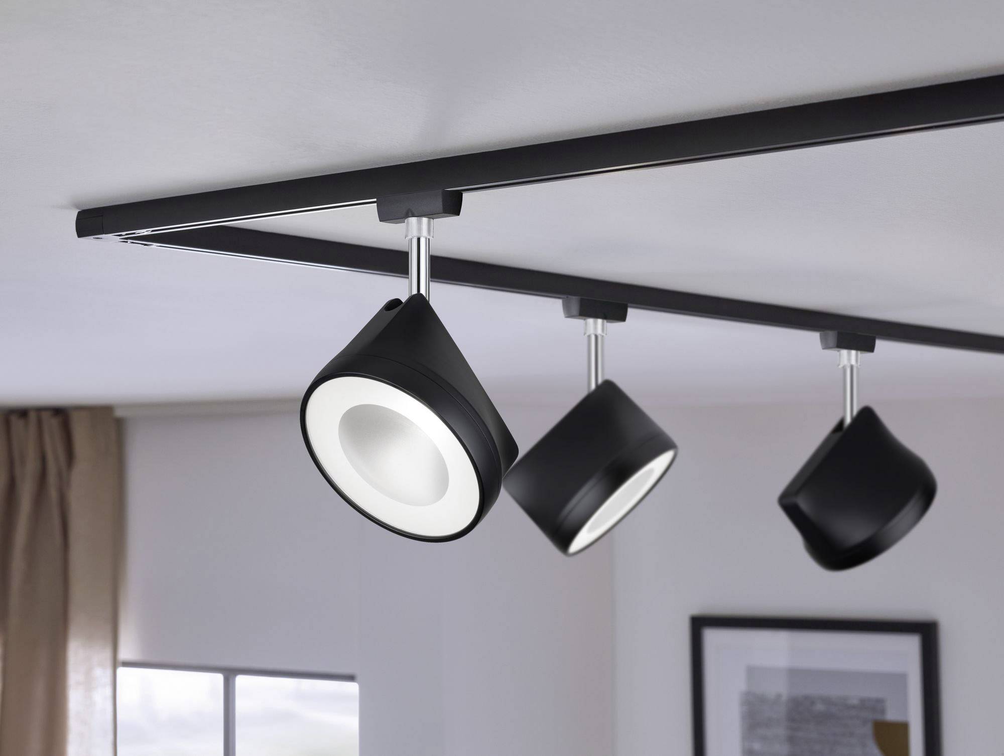 Paulmann Hochvolt-Schienensystem-Leuchte URail LED fest eingebaut 14W LED Schwarz (matt), Chrom