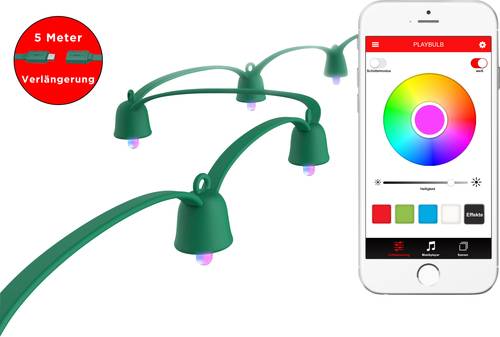 Mipow BTL506-GN Weihnachtsbaum-Beleuchtung Innen/Außen LED RGB per App steuerbar, dimmbar