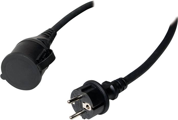 LogiLink LPS102 Strom Verlängerungskabel Schwarz 5.00m H07RN-F 3G 1,5mm² für Außenbereich geeignet