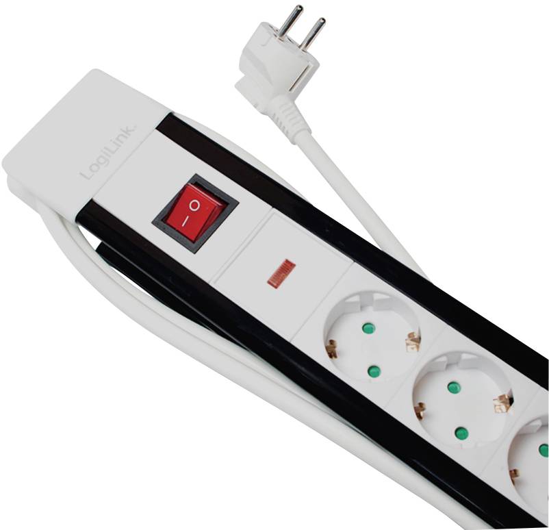 LogiLink LPS211 Steckdosenleiste mit Schalter Schwarz, Weiß Schutzkontakt 1St.