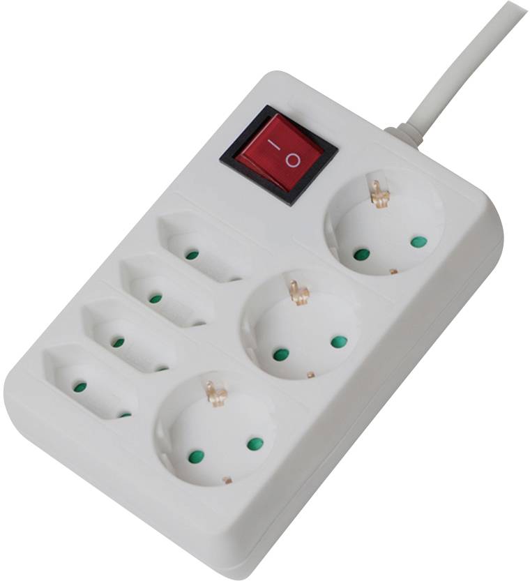 LogiLink LPS210 Steckdosenleiste mit Schalter Weiß Schutzkontakt 1St.