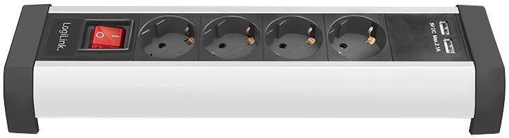 LogiLink LPS236U Steckdosenleiste mit Schalter Schwarz, Silber Schutzkontakt