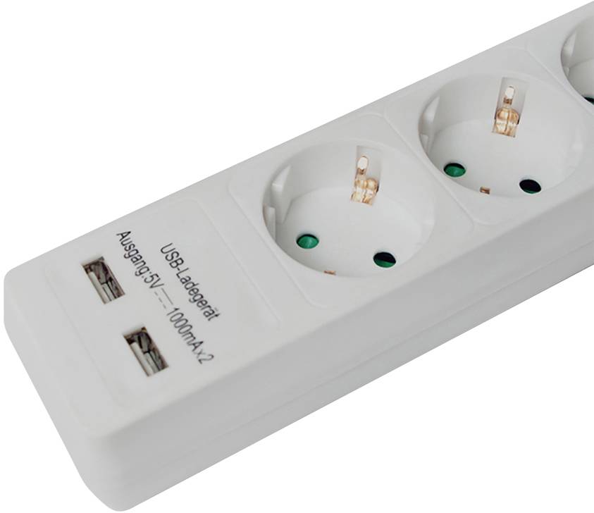 LogiLink LPS213U Steckdosenleiste mit Schalter Weiß Schutzkontakt 1 St.