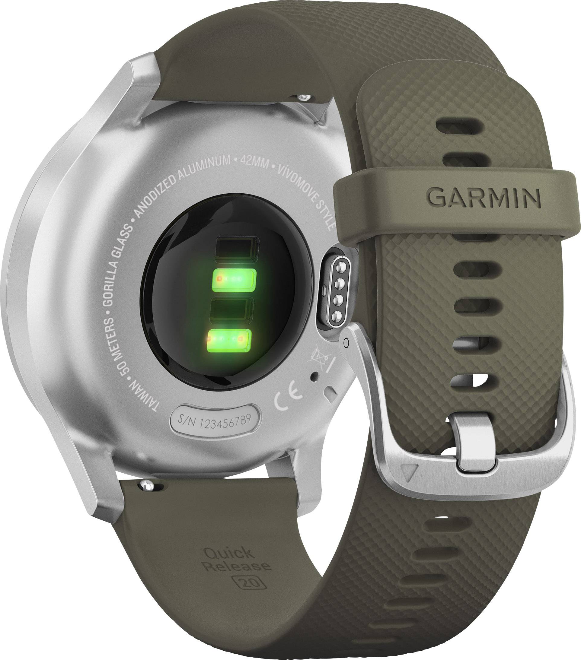 Garmin Vivomove Style Smartwatch 42 mm Moosgrün