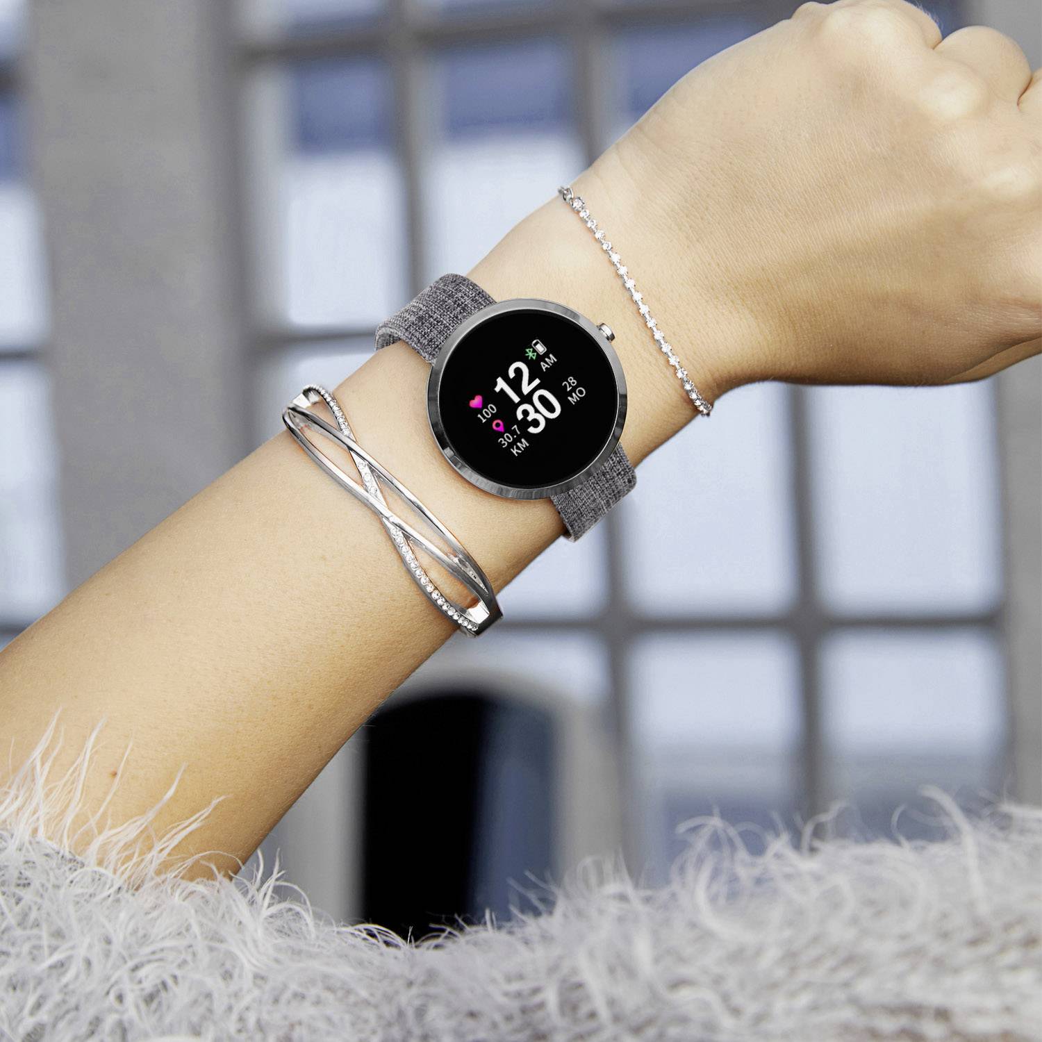 X-WATCH Siona Color Fit Smartwatch  25 mm  Grau