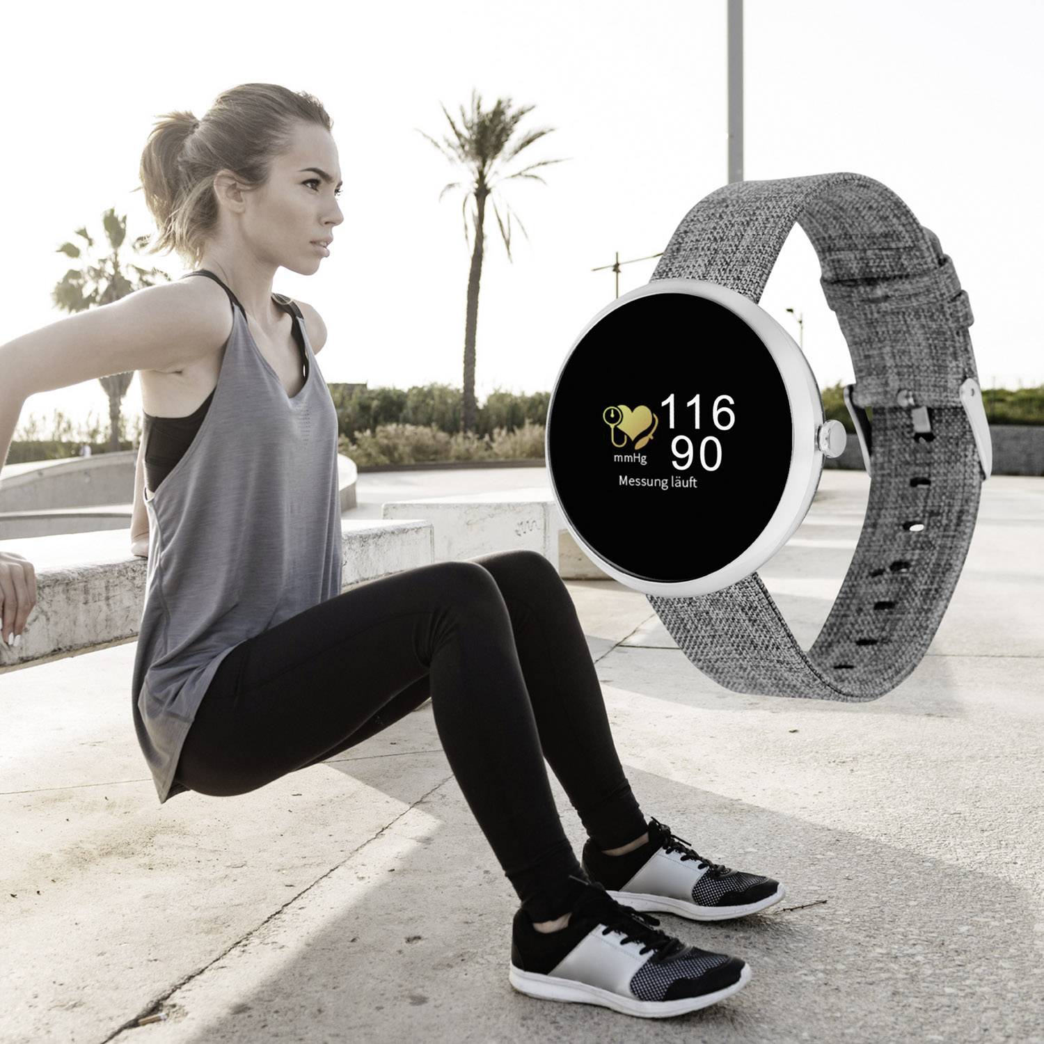 X-WATCH Siona Color Fit Smartwatch  25 mm  Grau