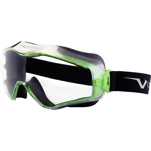 Univet 6X3 6X3-00-00 Vollsichtbrille mit Antibeschlag-Schutz, inkl. UV-Schutz Schwarz, Grün DIN EN 166, DIN EN 170, DIN EN 172