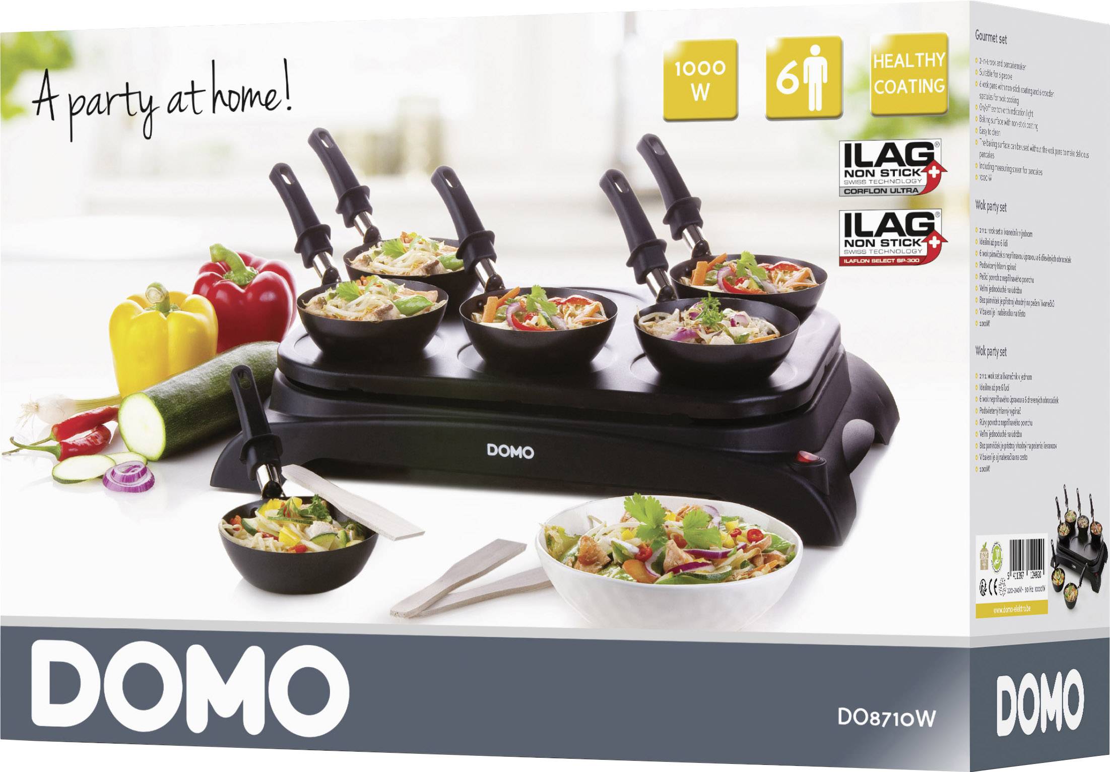 DOMO DO8710W Wok 6 Pfännchen Schwarz