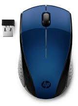 Kabellose blaue Maus mit USB-Receiver links daneben, geeignet für PC-Verbindungen.