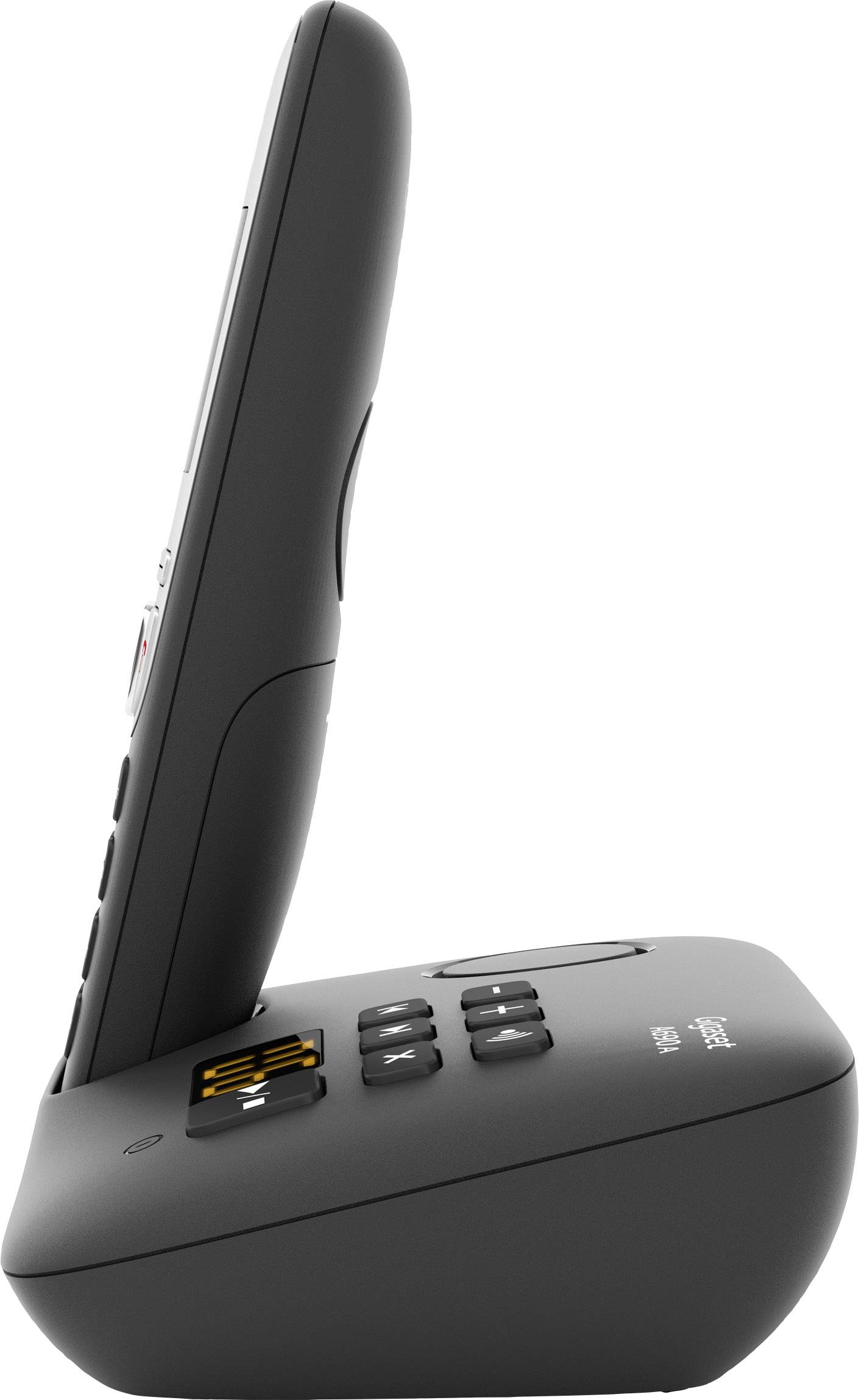 Gigaset A690A DECT Schnurloses Telefon analog Anrufbeantworter, Freisprechen, mit Basis, Wahlwiederholung Schwarz