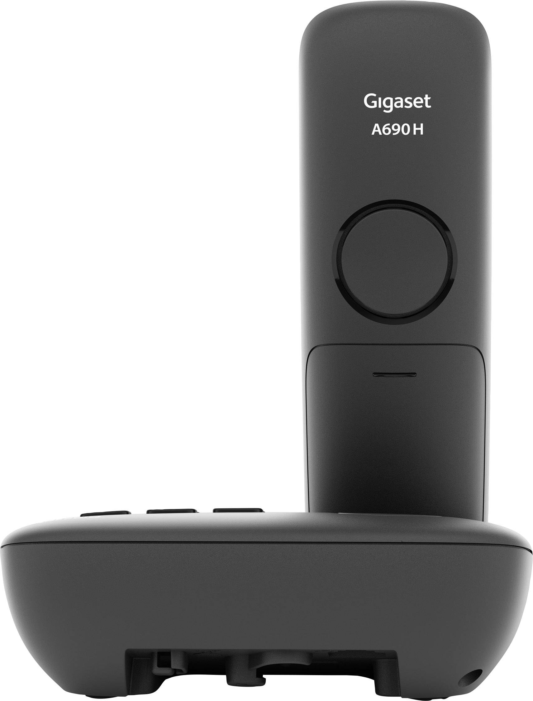 Gigaset A690A DECT Schnurloses Telefon analog Anrufbeantworter, Freisprechen, mit Basis, Wahlwiederholung Schwarz