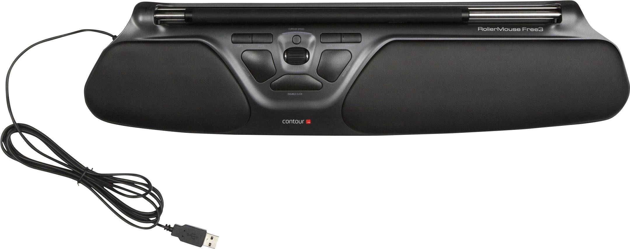 Contour Design RollerMouse Free 3 Ergonomische Maus USB Schwarz 9 Tasten 600 dpi, 800 dpi, 1000 dpi, 1200 dpi, 1400 dpi, 1600 dpi, 1800 dpi, 2000