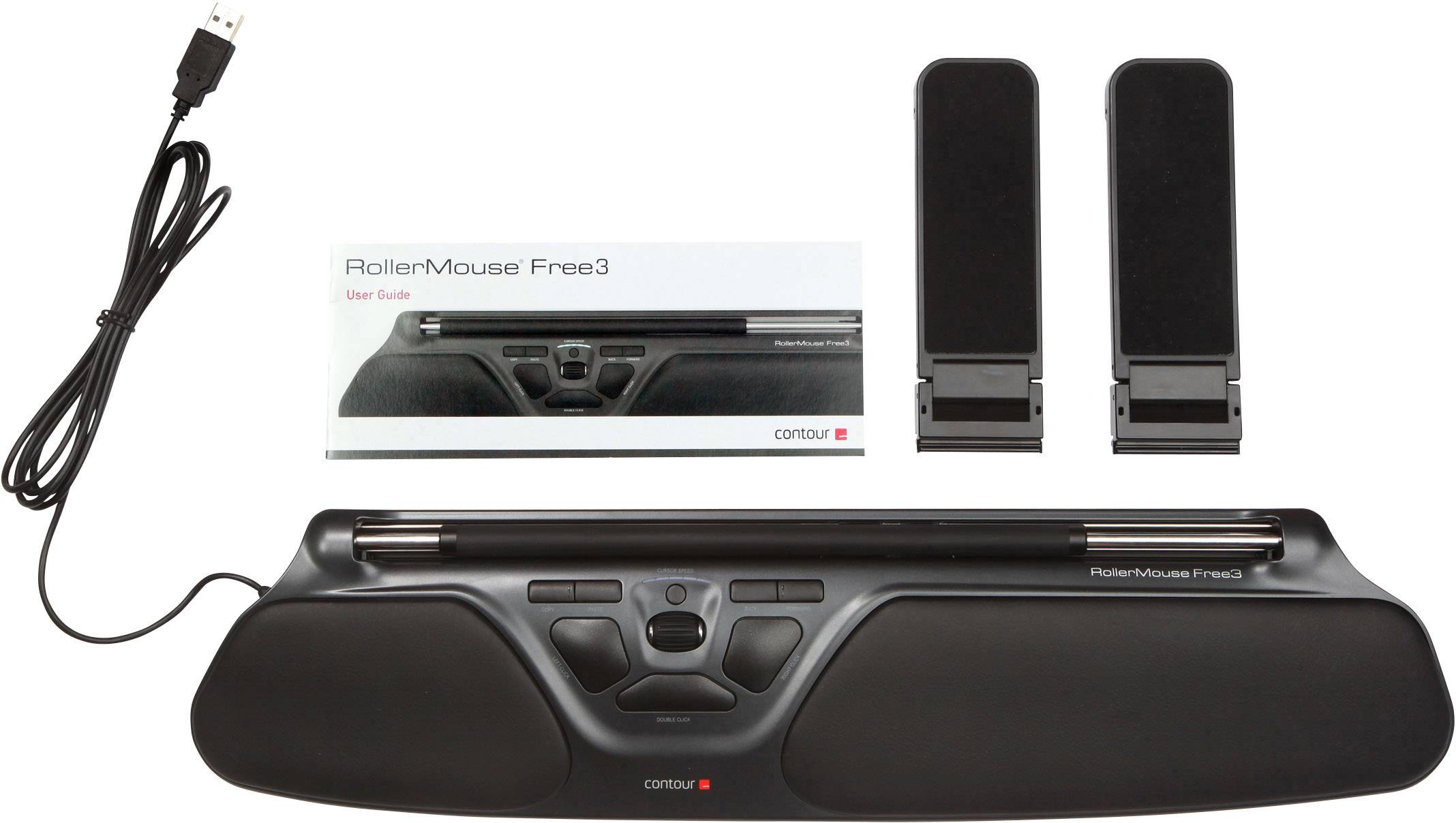 Contour Design RollerMouse Free 3 Ergonomische Maus USB Schwarz 9 Tasten 600 dpi, 800 dpi, 1000 dpi, 1200 dpi, 1400 dpi, 1600 dpi, 1800 dpi, 2000