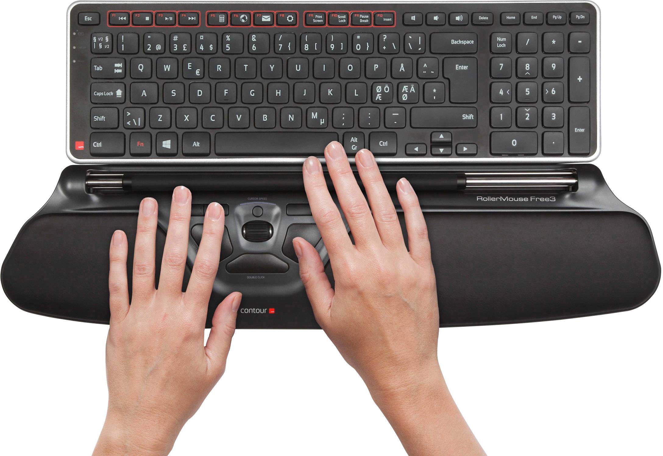 Contour Design RollerMouse Free 3 Ergonomische Maus USB Schwarz 9 Tasten 600 dpi, 800 dpi, 1000 dpi, 1200 dpi, 1400 dpi, 1600 dpi, 1800 dpi, 2000