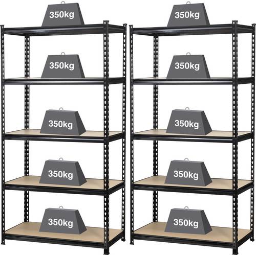 TOOLCRAFT 2195605 Schwerlastregal 350kg 2er SET (B x H x T) 900 x 1800 x 450mm Metall, MDF Holzboden
