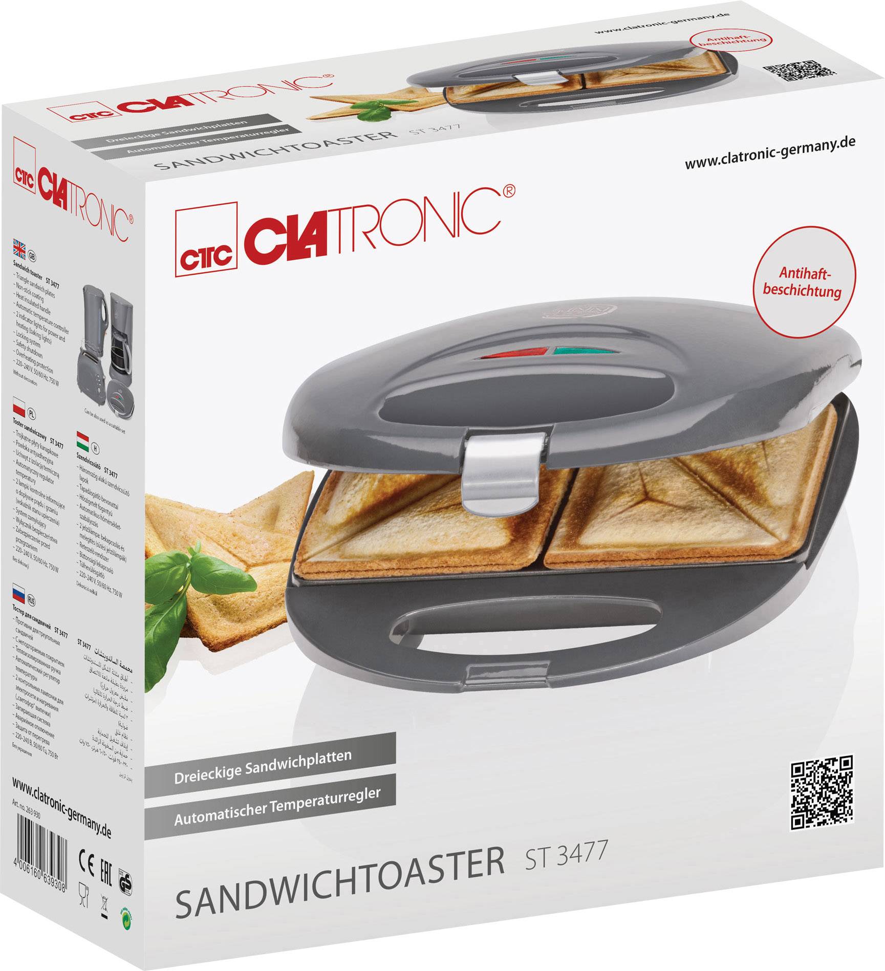 Clatronic ST 3477 Sandwichmaker Grau
