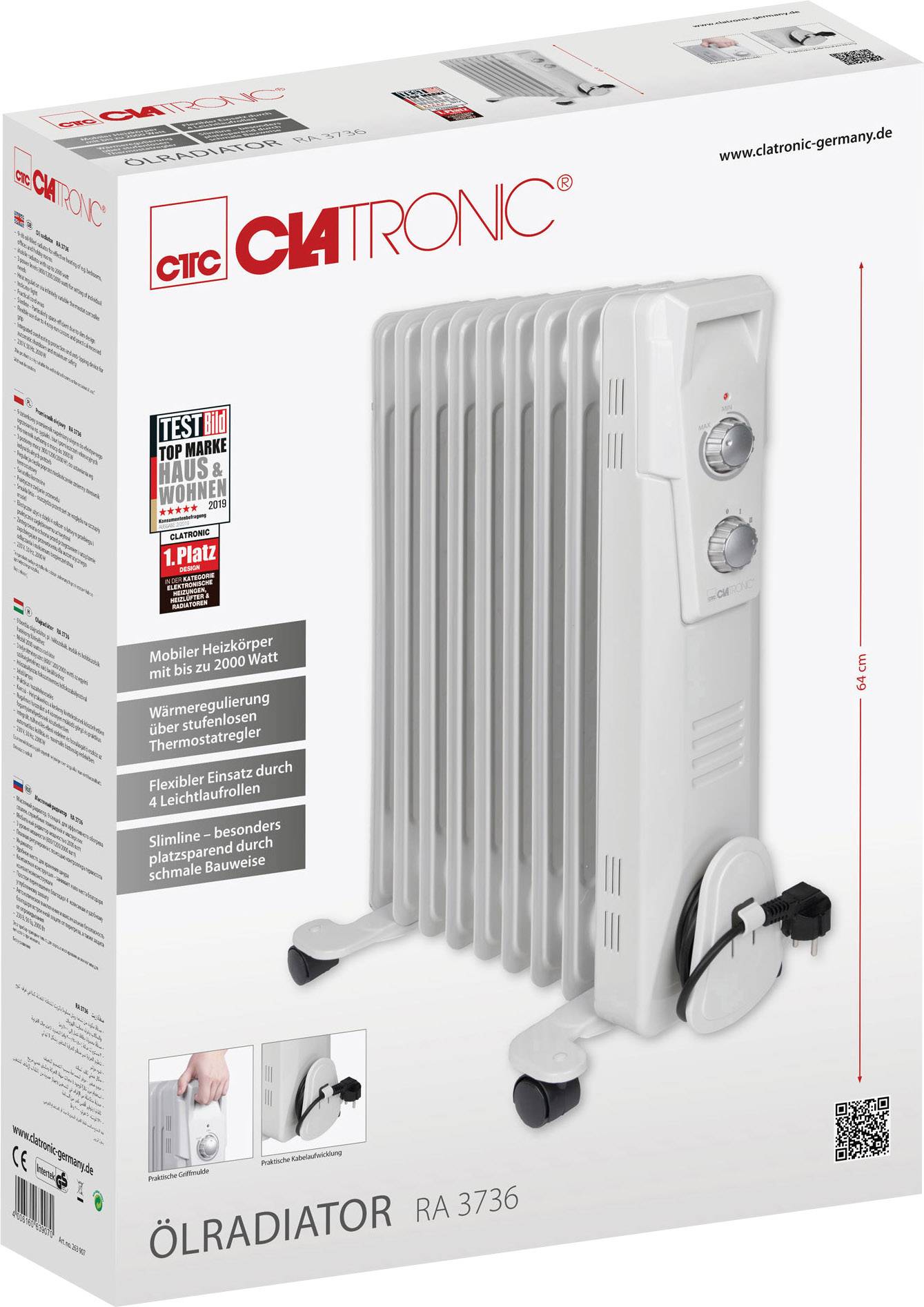 Clatronic 263907 Ölradiator RA 3736 2000 W Weiß