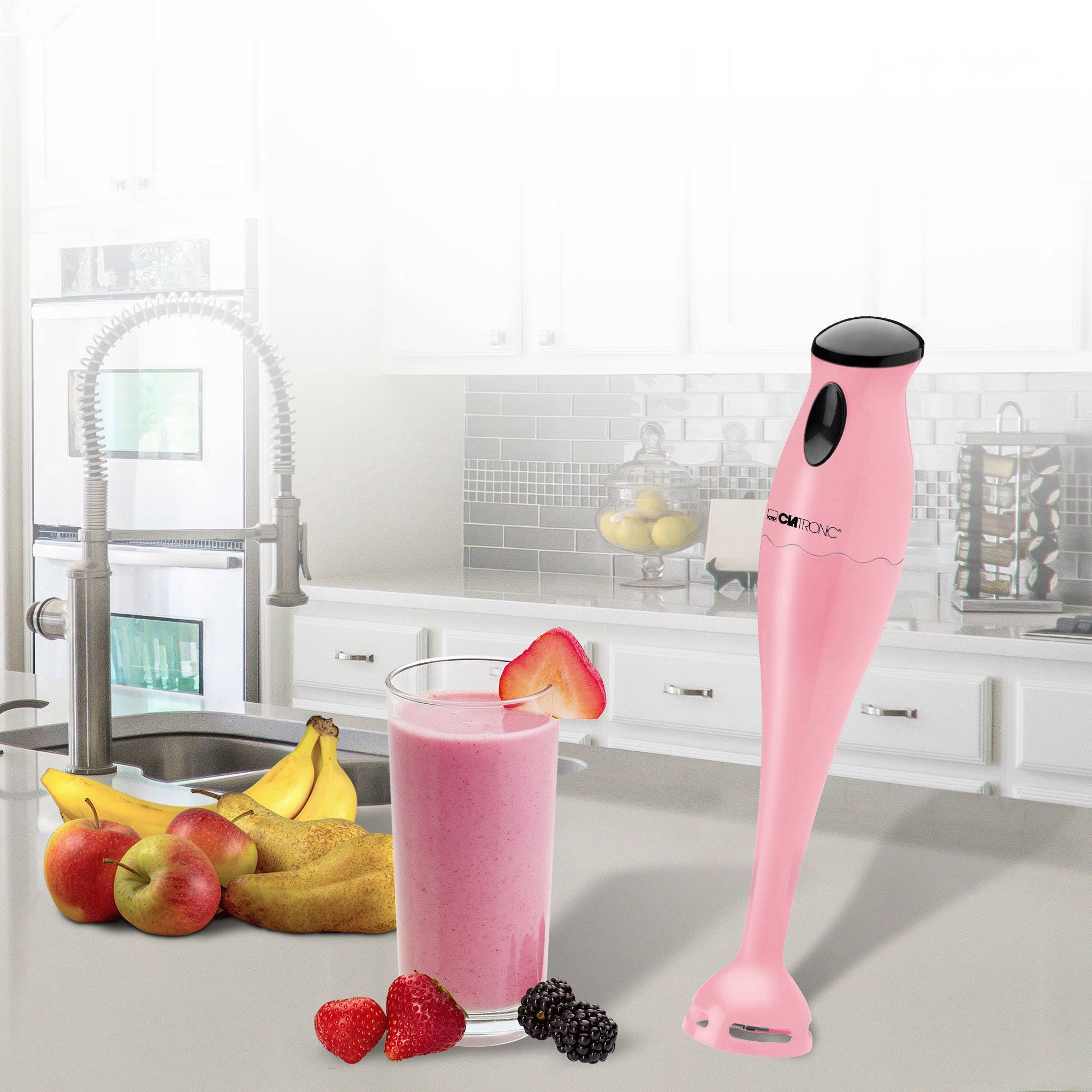 Clatronic SM 3577 Stabmixer 180 W mit Mixbecher Pink