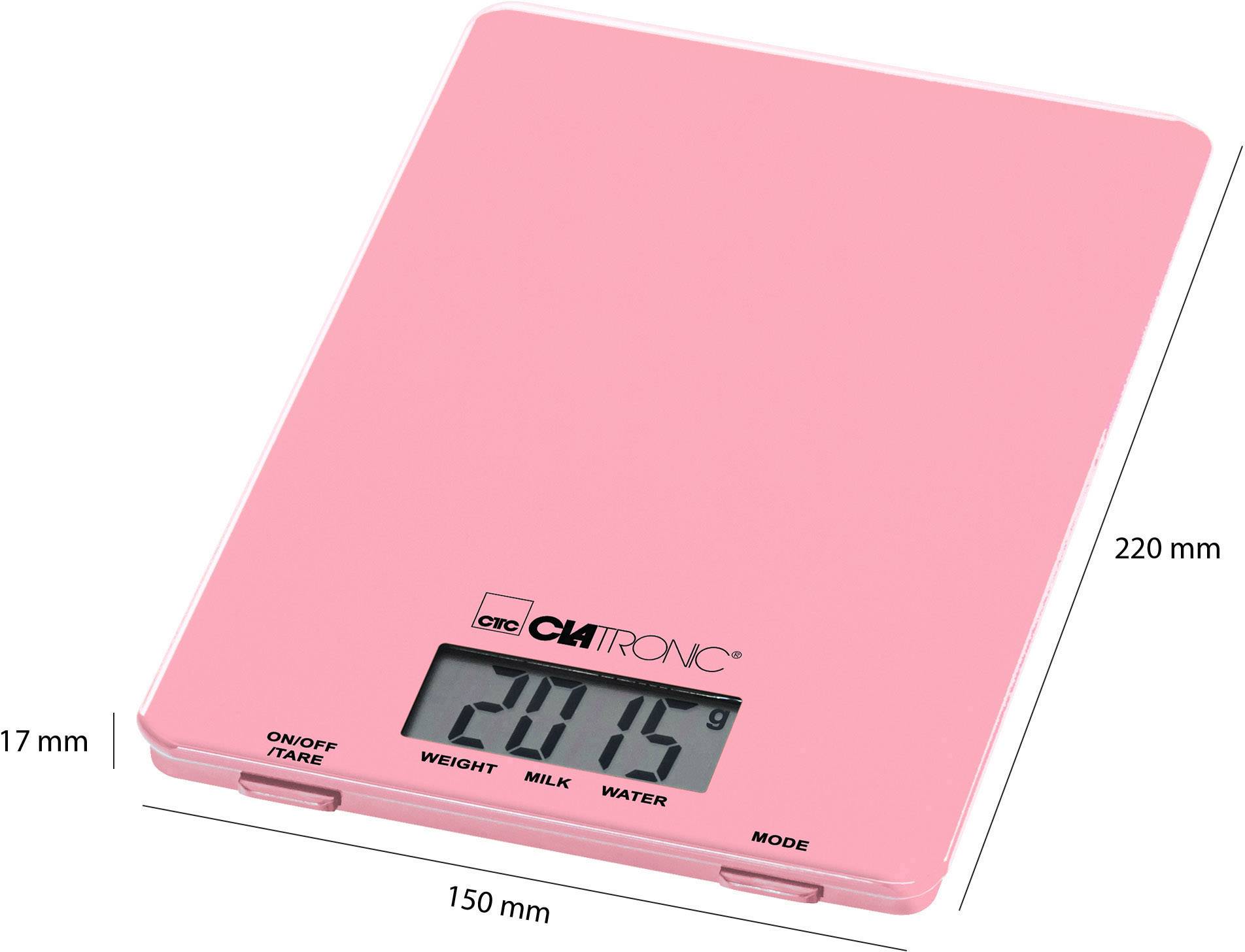 Clatronic KW 3626 LCD Küchenwaage digital Wägebereich (max.)=5 kg Pink 220 x 150 x 16