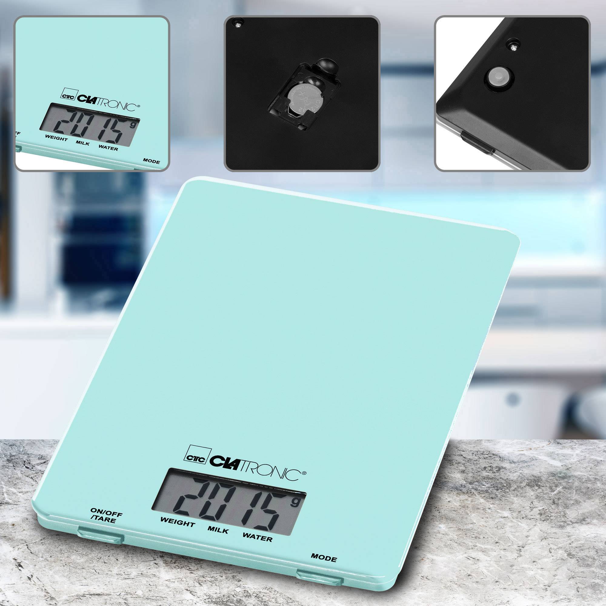 Clatronic KW 3626 LCD Küchenwaage digital Wägebereich (max.)=5kg Mint, Grün 220 x 150 x 16