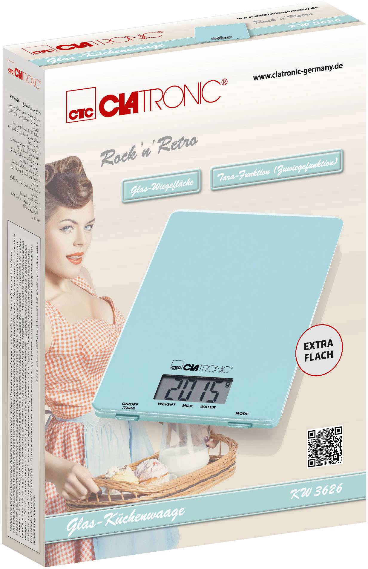 Clatronic KW 3626 LCD Küchenwaage digital Wägebereich (max.)=5kg Mint, Grün 220 x 150 x 16