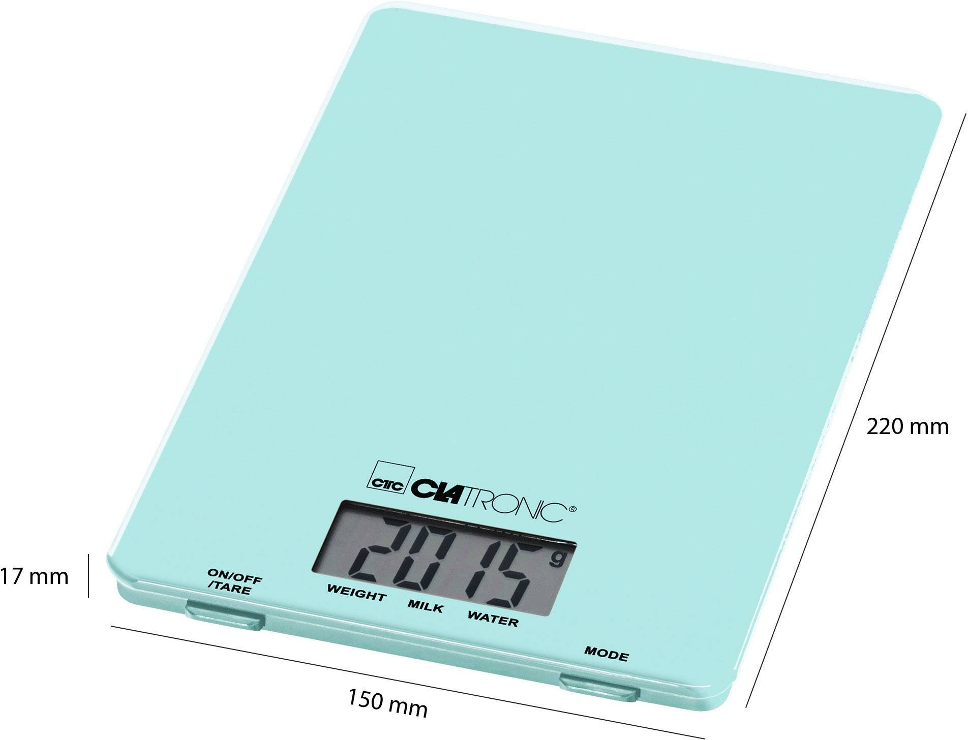 Clatronic KW 3626 LCD Küchenwaage digital Wägebereich (max.)=5kg Mint, Grün 220 x 150 x 16