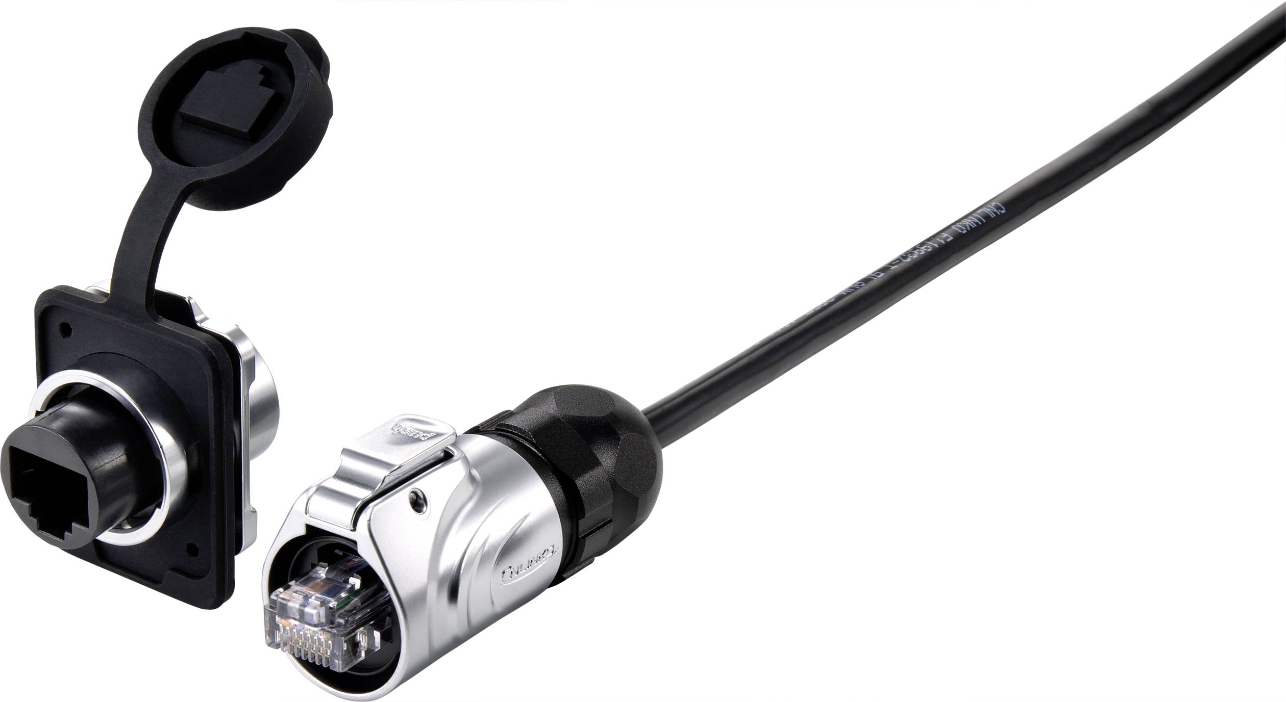 29039c292d RJ45 Netzwerkkabel, Patchkabel CAT 5e U/UTP 10.00m Schwarz Wasserdicht 1St.