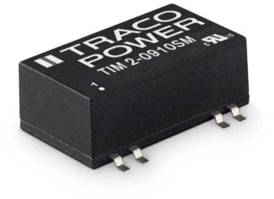 Schwarzer elektronischer Bauteil mit der Aufschrift 'TRACO POWER TIM 2-0910SM', sechs Anschlussbeinchen, rechteckige Form.