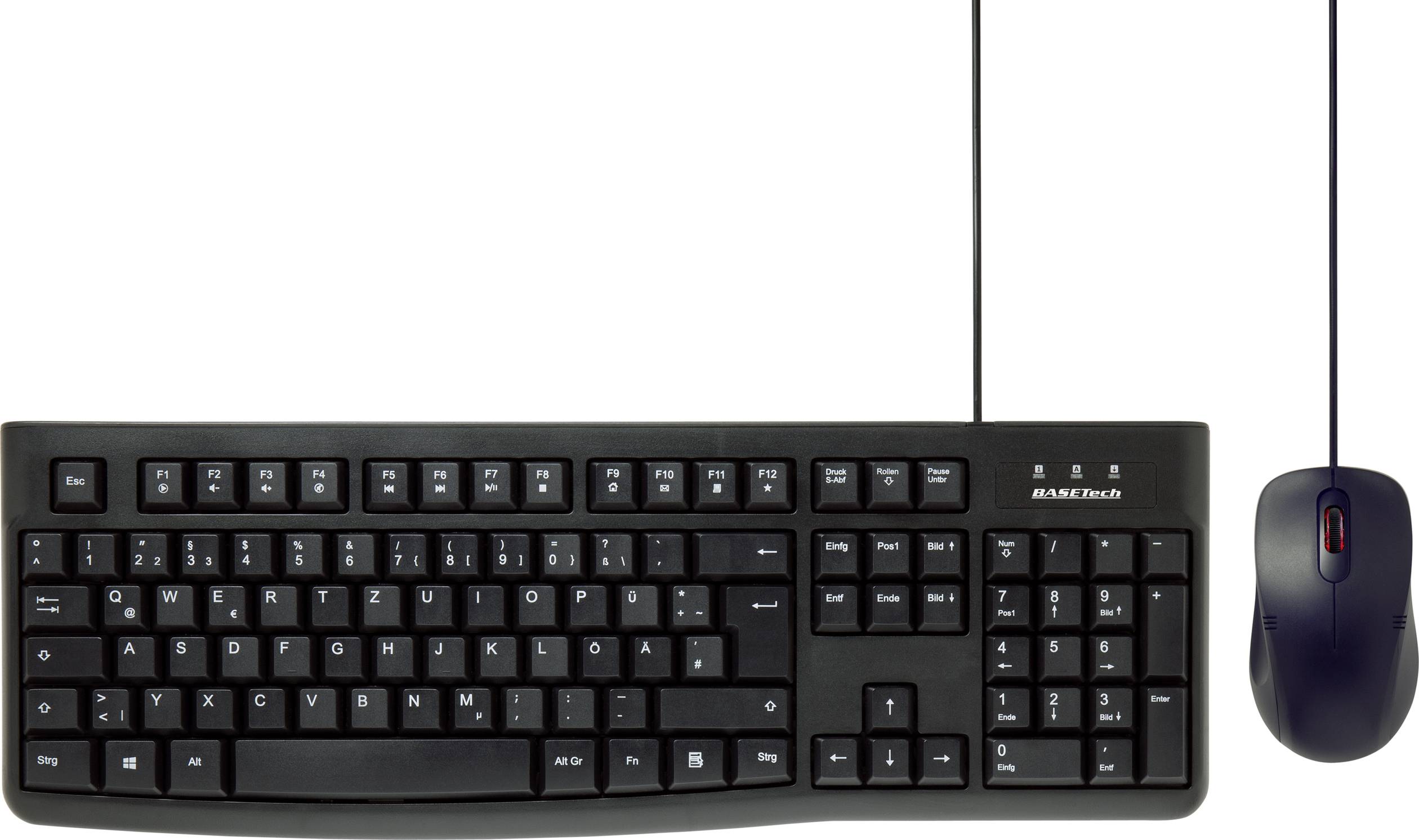 Basetech  USB Tastatur, Maus-Set  Deutsch, QWERTZ, Windows® Schwarz