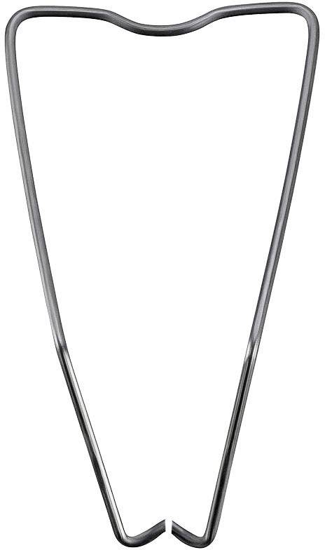 Metallbügel in V-Form, häufig als Kleiderbügel verwendet, ohne sichtbare Aufhängung oder zusätzliche Details.