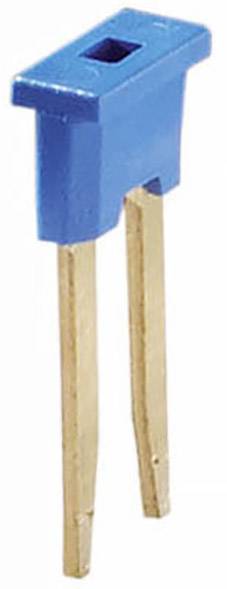 Elektronisches Bauteil: Blauer zweipoliger Dip-Schalter mit Metallstiften. Wird zur Steuerung von Schaltkreisen verwendet.