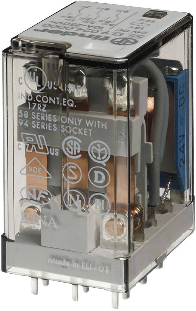 Finder 55.13.9.024.0000 Steckrelais 24 V/DC 10A 3 Wechsler 1St.