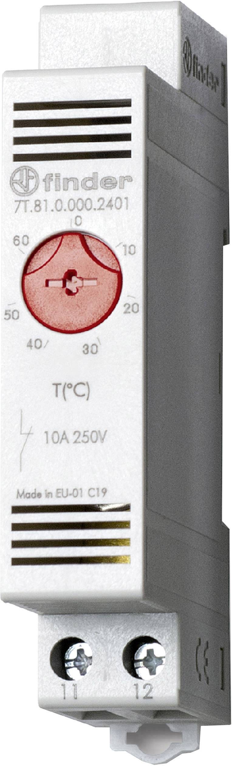 Ein Temperaturregler mit einstellbarer Skala von 0 bis 60 Grad Celsius, geeignet für 10A 250V, hergestellt in der EU, Typfinder.