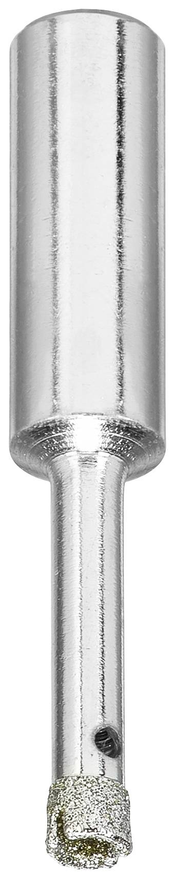 Silberner, zylindrischer Metallbohrer mit diamantbeschichteter Spitze, geeignet zum Bohren in harten Materialien.