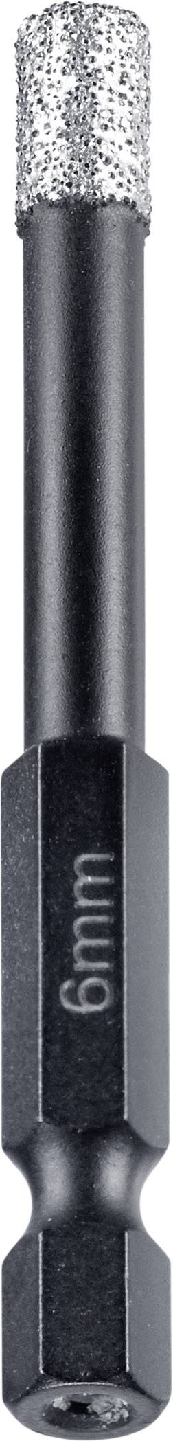 '6mm' Diamantbohrer mit sechskantigem Schaft, geeignet für präzises Bohren in harte Materialien wie Fliesen oder Glas.
