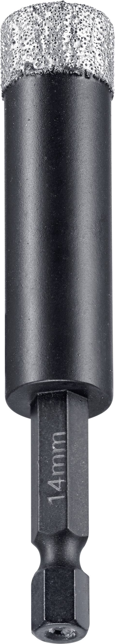 Diamantbohrer mit 14 mm Durchmesser und sechskantiger Aufnahme für Betonbohrungen.
