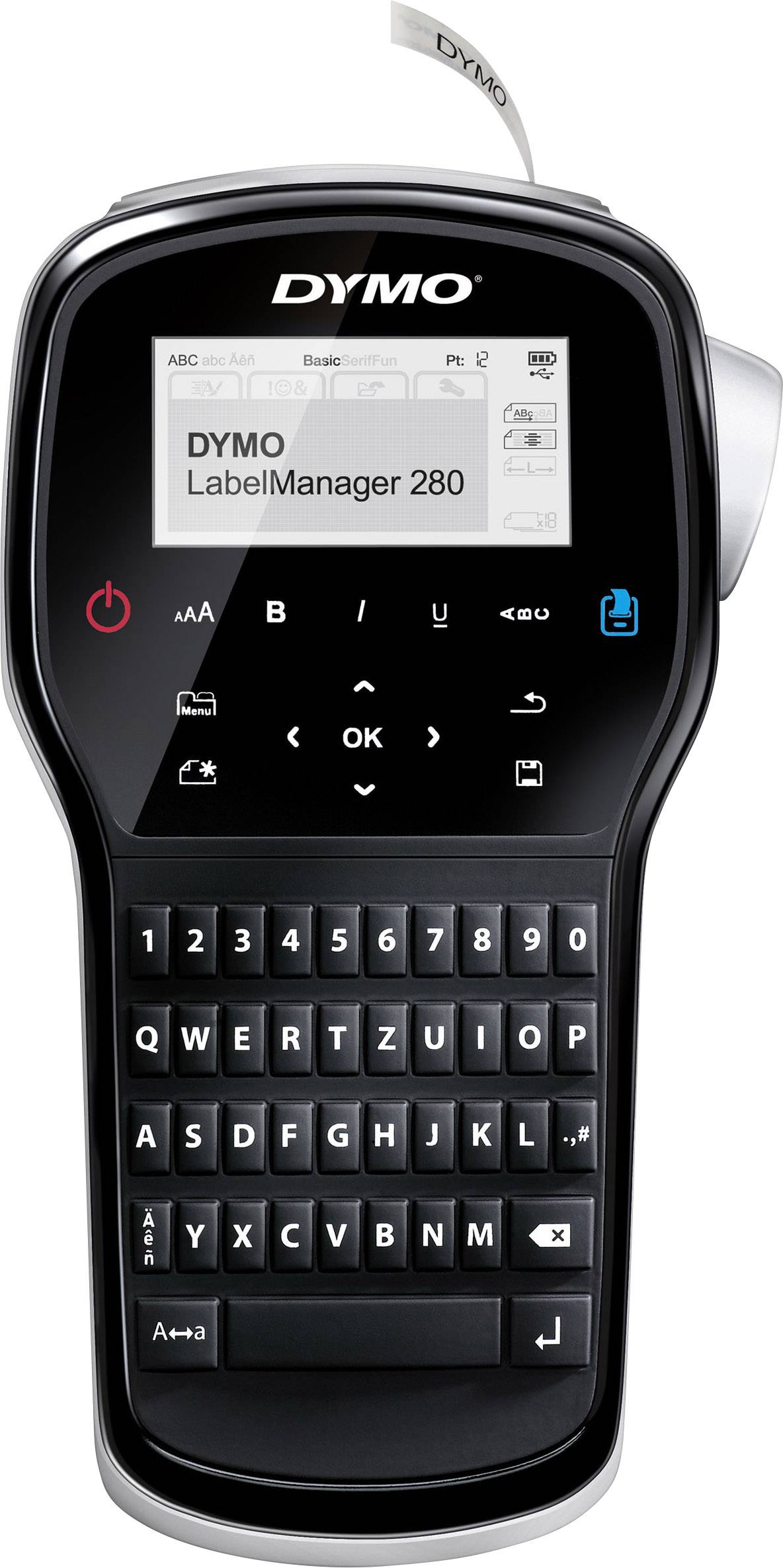 DYMO LabelManager 280P Qwerty Beschriftungsgerät Geeignet für Schriftband: D1 6 mm, 9 mm, 12 mm