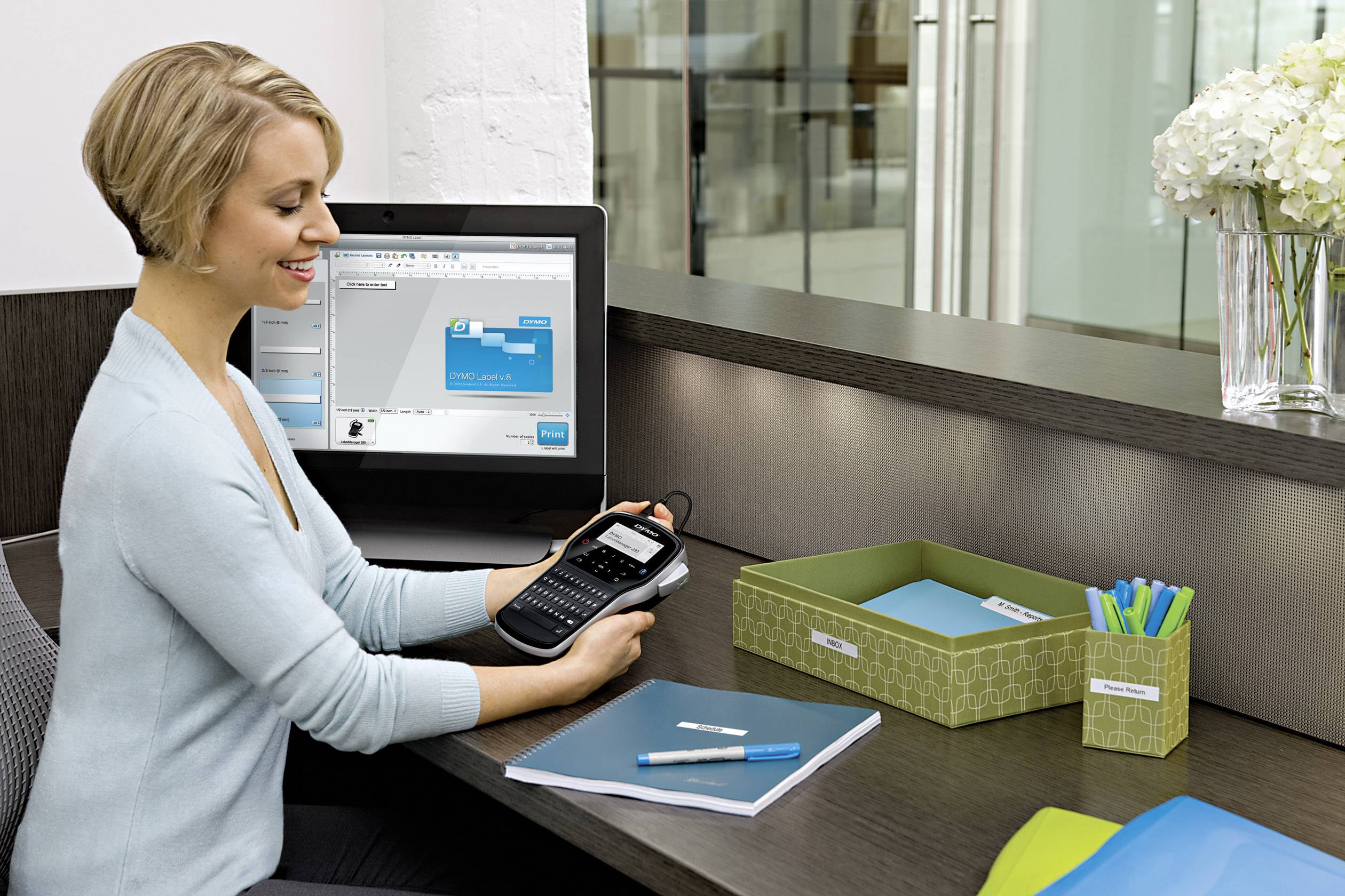 DYMO LabelManager 280P Qwerty Beschriftungsgerät Geeignet für Schriftband: D1 6 mm, 9 mm, 12 mm