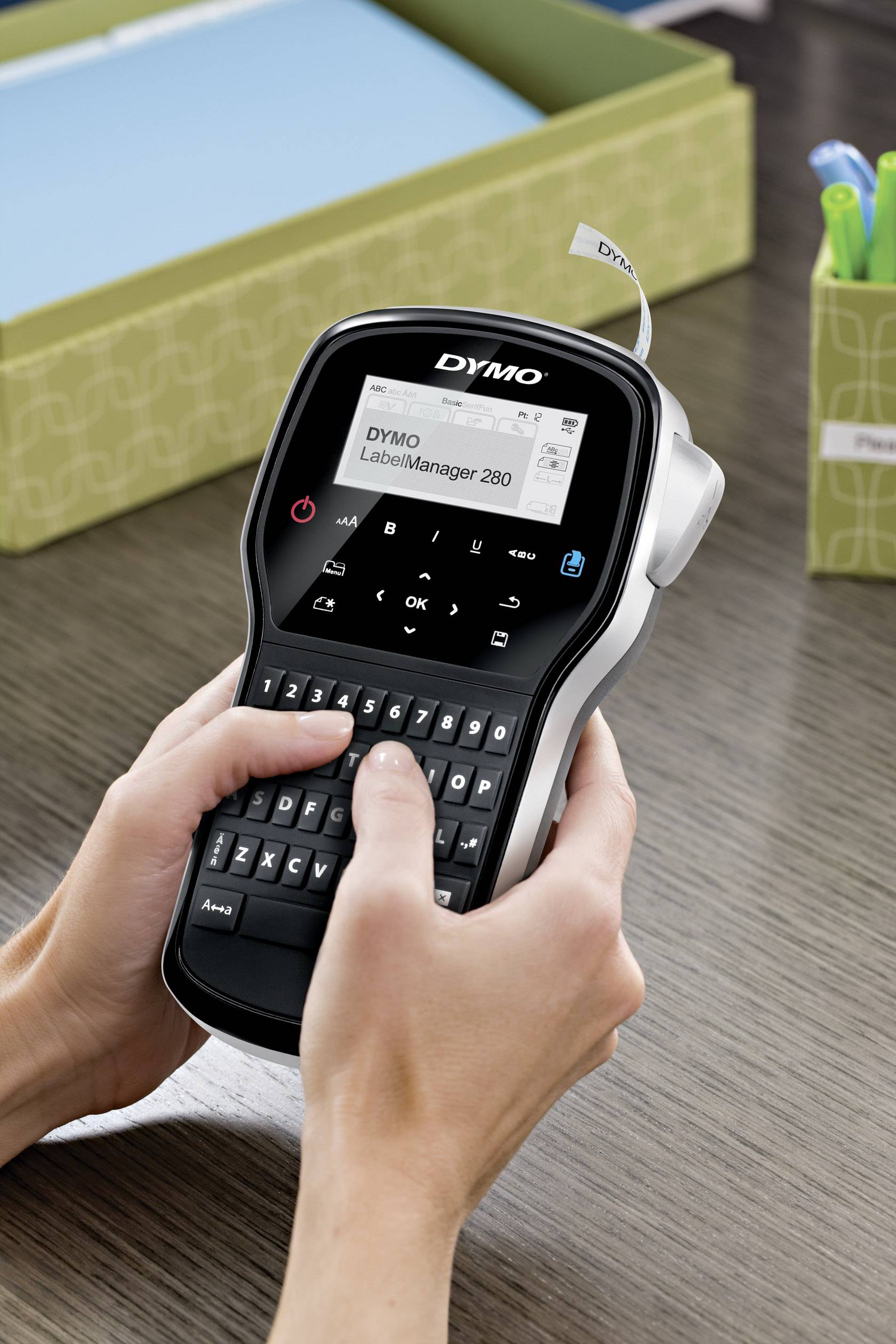 DYMO LabelManager 280P Qwerty Beschriftungsgerät Geeignet für Schriftband: D1 6 mm, 9 mm, 12 mm