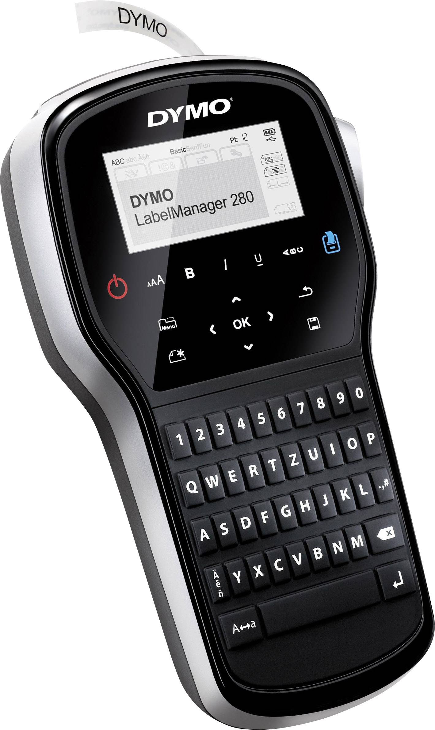 DYMO LabelManager 280P Qwerty Beschriftungsgerät Geeignet für Schriftband: D1 6 mm, 9 mm, 12 mm