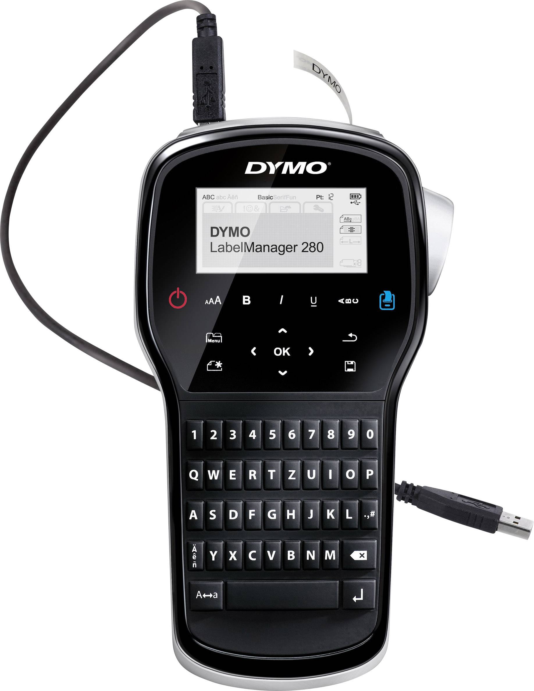 DYMO LabelManager 280P Qwerty Beschriftungsgerät Geeignet für Schriftband: D1 6 mm, 9 mm, 12 mm