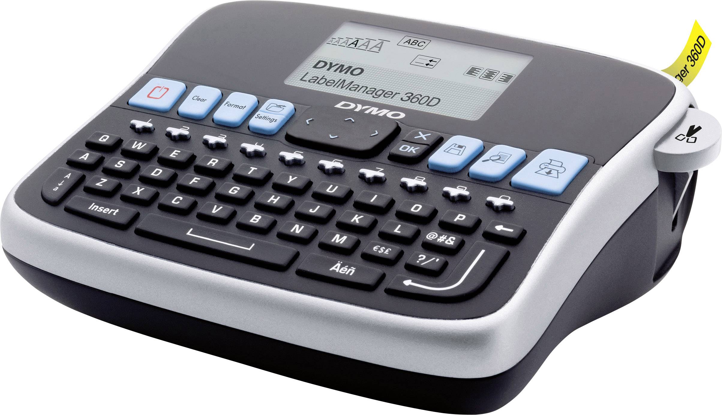 DYMO LabelManager 360D Qwerty Beschriftungsgerät Geeignet für Schriftband: D1 6 mm, 9 mm, 12 mm, 19 mm