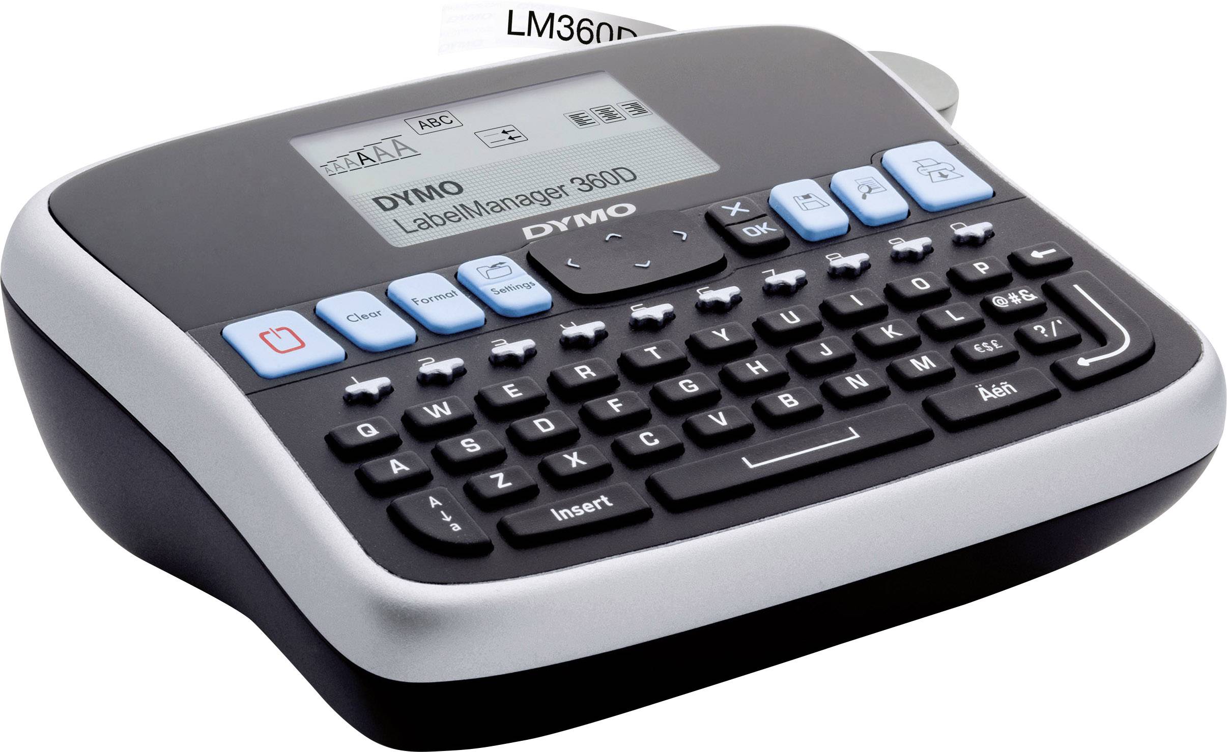 DYMO LabelManager 360D Qwerty Beschriftungsgerät Geeignet für Schriftband: D1 6 mm, 9 mm, 12 mm, 19 mm